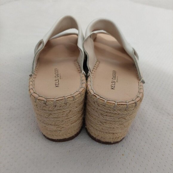 Kelsi Dagger Inwood White Beige Leather Espadrille Wedge Sandals Open Toe Sz 8.5 - Picture 8 of 11